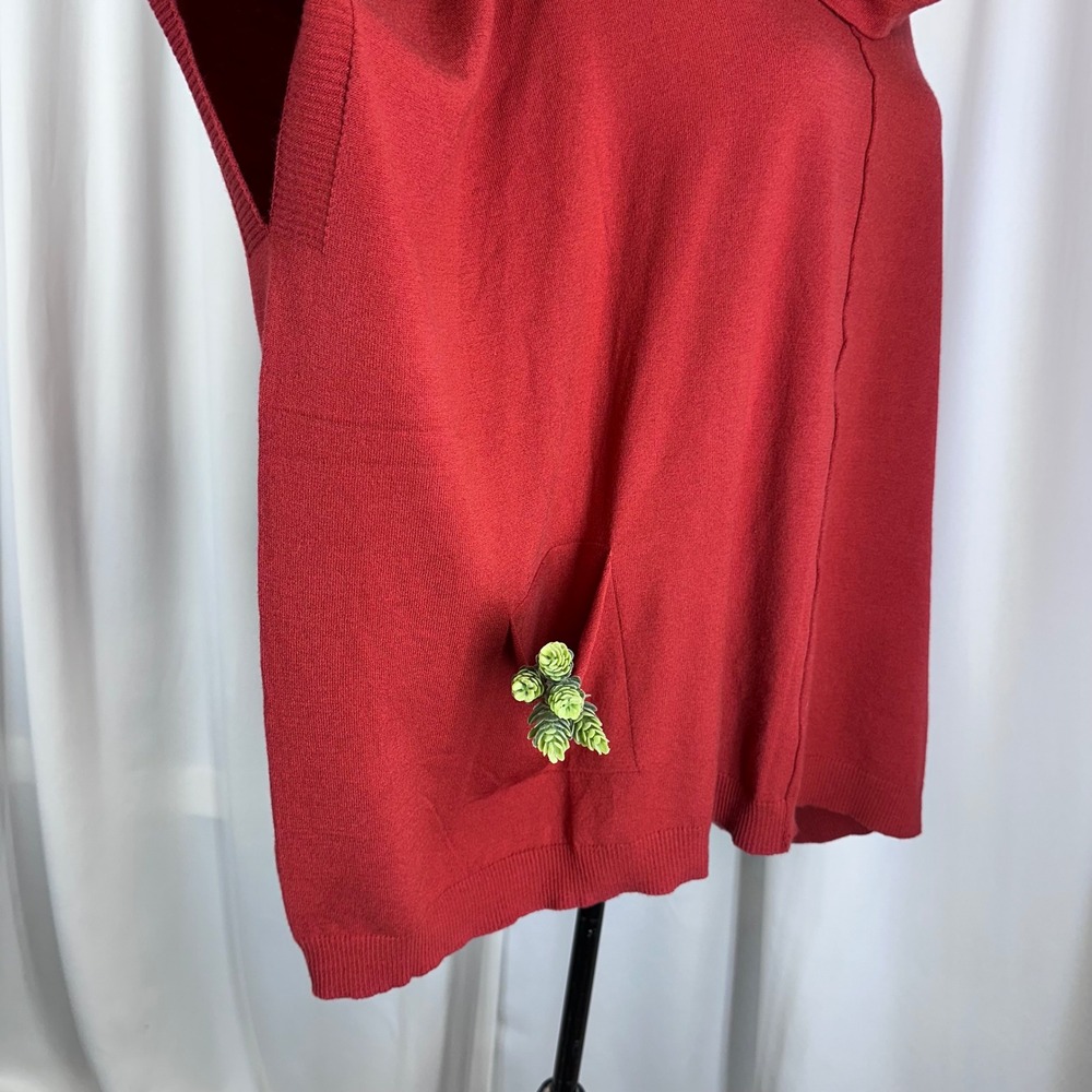 Variations Red Cowl Neck Poncho Sweater Pockets S/M Lagenlook Boho NEW W TAGS - Picture 5 of 9